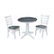 International Concepts Round 30 in Rd Top Ped Table, 2 emily Chairs, White/Heather Gray, 30 W, 30 L, 29.9 in H, Wood K05-30RT-27B-C617P - alternate 1